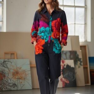 The Kit Alex Jumpsuit in Multi Iris small orange blue